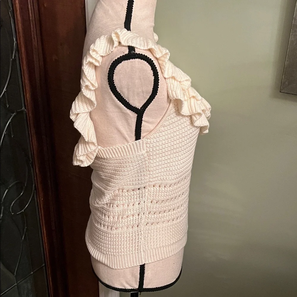 7 For All Mankind Cream Ruffled Tank Top - Picture 8 of 14
